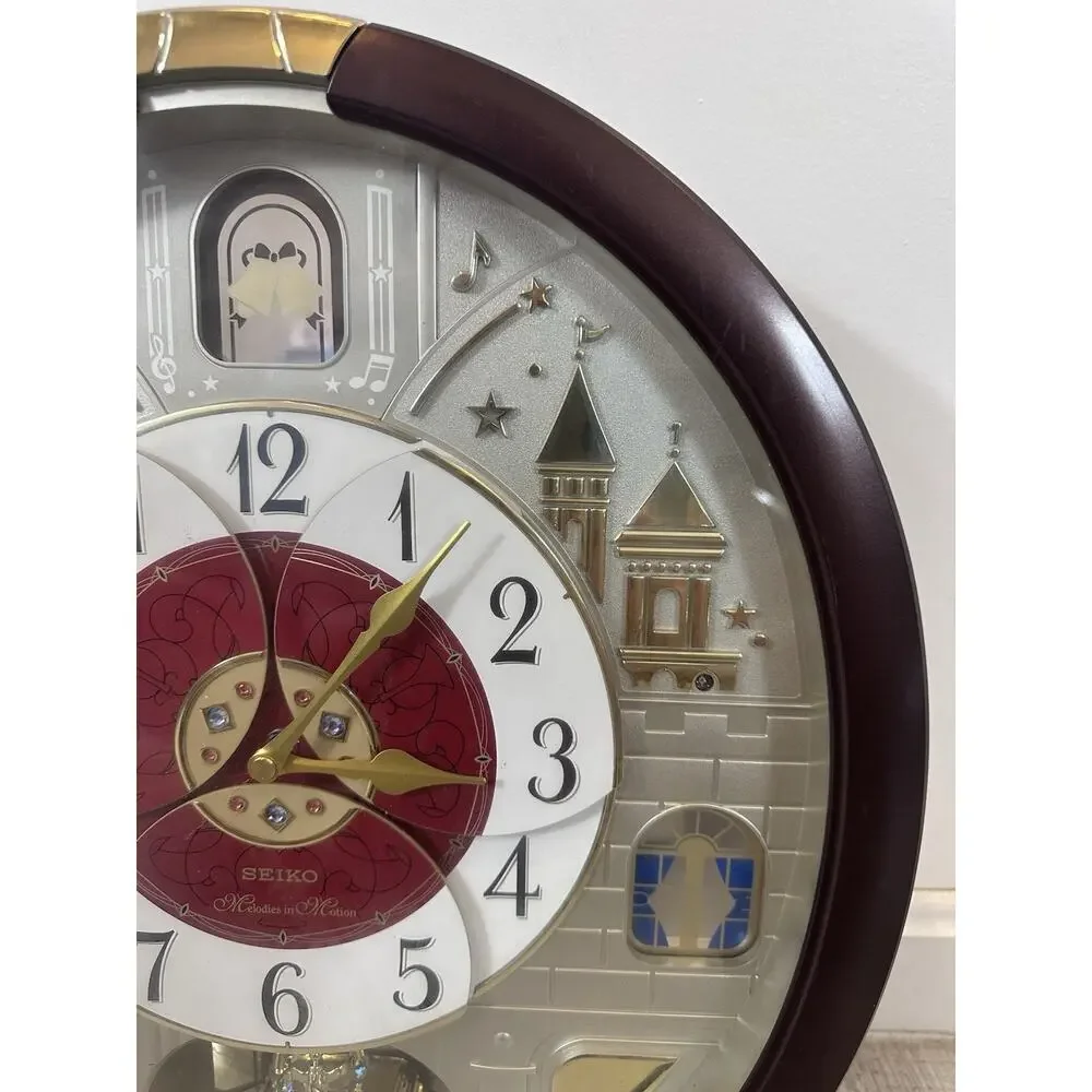 Seiko Melodies in Motion Wall Clock QXM565BRH Swarovski Crystals 24 Melodies